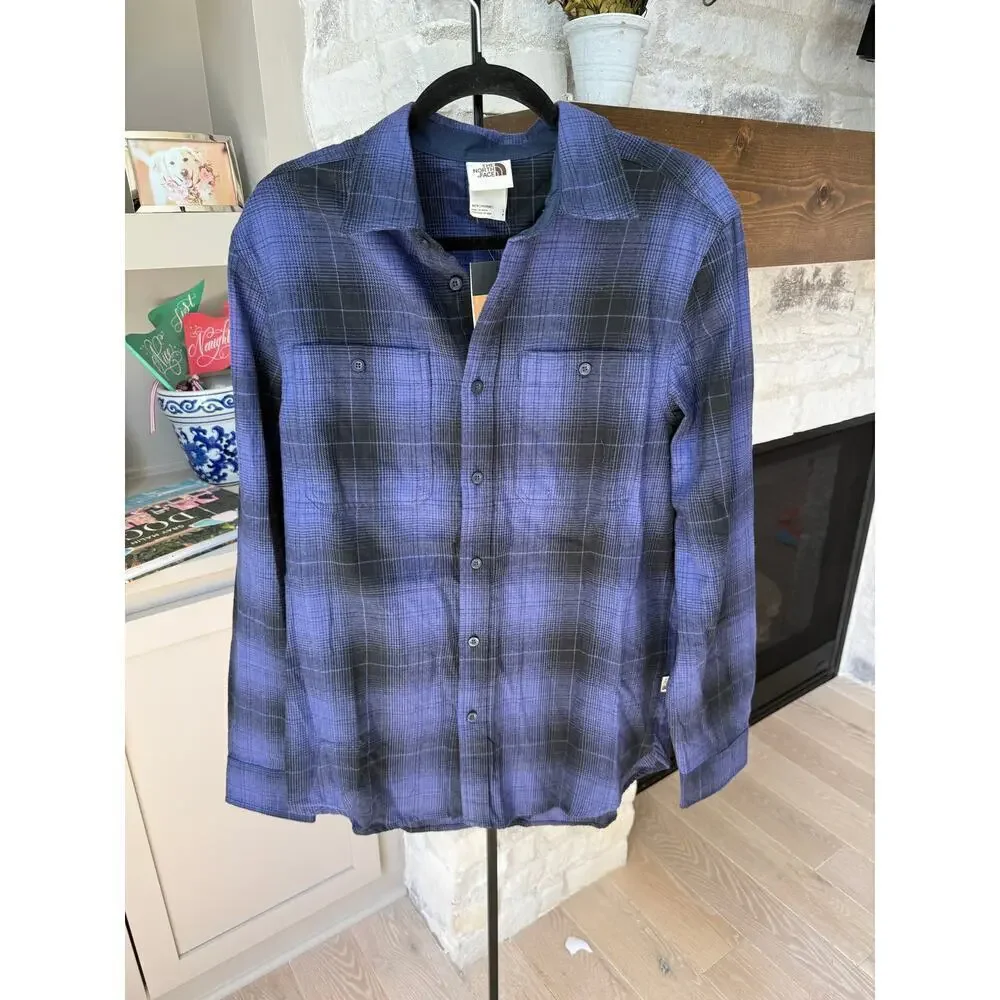 THE NORTH FACE Men's Black Arroyo Long Sleeve Flannel Button Down Shirt Size S